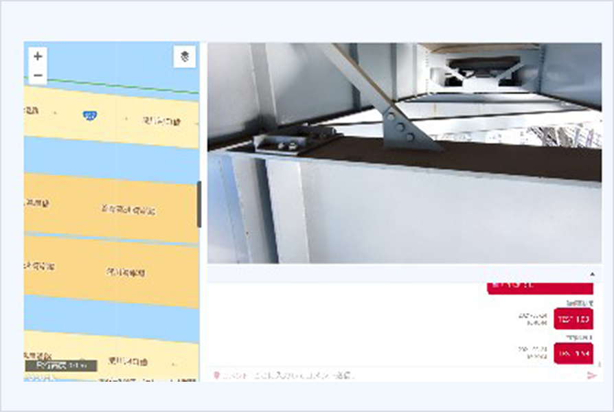 撮影データと撮影位置情報を紐付け管理するシステム画面